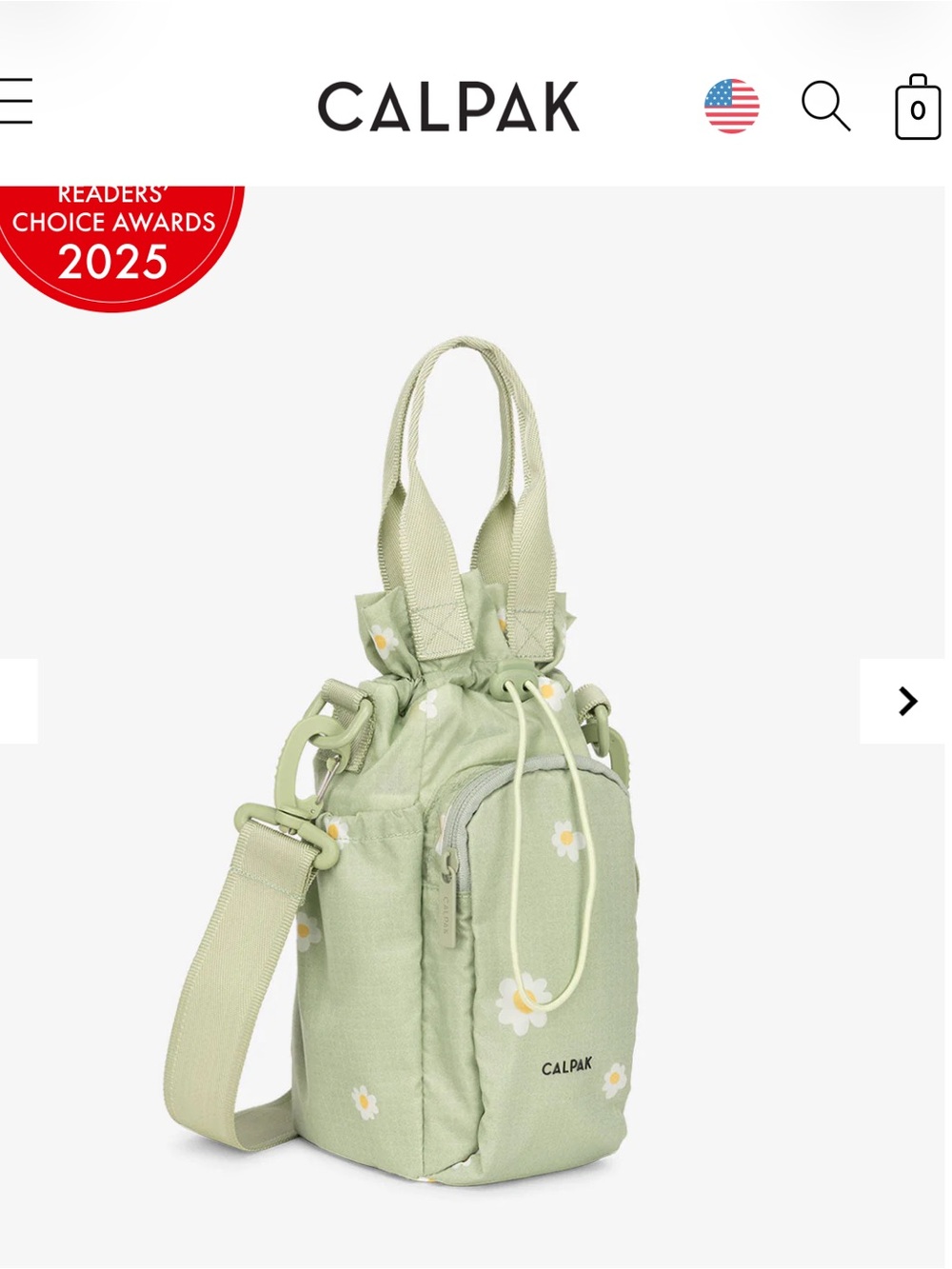 CALPAK x Things Between Sage Daisy Water Bottle Sling Crossbody Bag